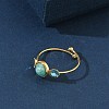 Natural Amazonite Adjustable Finger Rings for Women RJEW-A101-01G-01-3