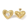 Heart 304 Stainless Steel Clear Cubic Zirconia Stud Earring for Women EJEW-Z047-05G-02-2