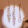 2Pcs 2 Styles Moon Glass & Alloy Hanging Suncatchers AJEW-NB0008-74-3