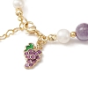 4Pcs 4 Style Grape & Apple & Peach & Starfish Alloy Enamel Charm Bracelets Set BJEW-TA00287-6