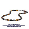Synthetic Non-magnetic Hematite & Natural Tiger Eye & Obsidian Round Beaded Necklaces for Men YX5918-2-3