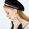  2 Pairs Natural Pearl Beaded Ring Dangle Hoop Earrings for Girl Women EJEW-NB0001-06-5