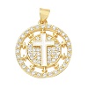 Religion Cross Brass Micro Pave Clear Cubic Zirconia Pendants CU-CBA83A6-03A-G02-1