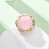 Half Round Natural Gemstone Cubic Zirconia Cuff Rings RJEW-M076-01G-6