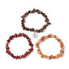 3Pcs 3 Styles Natural Red Aventurine & Red Jasper & Tiger Eye Chips Stretch Bracelets Sets BJEW-JB11076-07-4