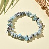 Natural Larimar Chip Beads Stretch Bracelets for Men Women BJEW-C145-01A-2