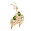 Calla Flower Alloy Crystal & Emerald Rhinestone Brooches JEWB-M046-25G-2