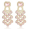 Teardrop with Rectangle Alloy Rhinestone Chandelier Earrings FS-WGBF96F-05-1