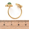 Brass with Natural Gemstone Open Cuff Rings for Women RJEW-K261-08A-G-2