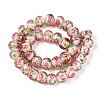 Handmade Lampwork Inner Flower Rondelle Beads Strands LAMP-T022-24J-2