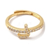 Rack Plating Brass Cubic Zirconia Arabic Letters Adjustable Rings for Women RJEW-S407-10G-10-2