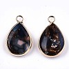 Teardrop Assembled Synthetic Bronzite and Regalite/Imperial Jasper Pendants G-N330-022-D01-2