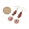 Evil Eye Natural Red Jasper Chip & Seed Beads Dangle Earrings EJEW-MZ00166-03-3