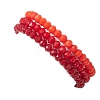 3Pcs Faceted Imitation Jade & Opaque Glass Rondelle Beaded Stretch Bracelets for Women BJEW-JB12563-05-5