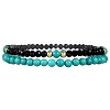 Synthetic Turquoise & Brass Stretch Bracelets PW-WG3F67C-01-4