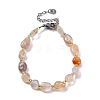 Natural Cherry Blossom Agate Beaded Bracelets for Women G-P563-07P-15-4