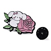 Flower Rose Dog Enamel Pin JEWB-P033-01A-3