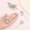 Bridal Alloy Rhinestone Hair Combs & Hair Forks Set PHAR-WH0015-06G-3