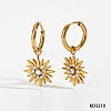 316 Surgical Stainless Steel Pave Clear Cubic Zirconia Pendant Hoop Dangle Earrings for Women WG38549-01-1
