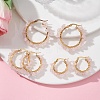 3 Pairs 3 Size Natural Rose Quartz Chips Hoop Earrings EJEW-JE05710-01-2