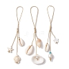 Natural Cultured Freshwater Pearl & Dyed Synthetic Turquoise & Clam Shell Mobile Straps HJEW-JM01902-1