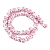 Handmade Flower Printed Porcelain Ceramic Beads Strands X-PORC-M005-8mm-03-2