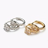 Brass Micro Pave Clear Cubic Zirconia Huggie Hoop Earrings EJEW-L234-026-1