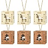 1 Set 6Pcs 2 Styles Christmas Square Splicing Wooden Ornament Mixed Colors ST-CJ0040-001-1