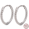 Anti-Tarnish Unisex Rhodium Plated 925 Sterling Silver Hoop Earrings EJEW-AA00271-06P-2