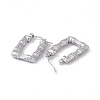 Tarnish Resistant 304 Stainless Steel Rectangle with Bamboo Hoop Earrings for Women EJEW-G314-09P-2