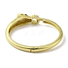 Brass Pave Clear & Green Cubic Zirconia Leopard Hinged Bangle for Women BJEW-K246-21G-G-3