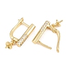 Brass Micro Pave Clear Cubic Zirconia Hoop Earring Findings KK-Z158-01G-2