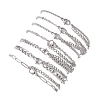 7Pcs 304 Stainless Steel Figaro Chains & Venetian Chains & Water Wave Chains & Cable Chains & Rolo Chains & Bracelets for Women BJEW-JB12773-4