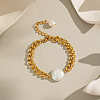 Elegant Flat Round Elegant Baroque Pearl Bead Link Bracelets LS-SX2805-2-2