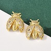 Brass Micro Pave Clear Cubic Zirconia Stud Earrings EJEW-F400-03A-G-1