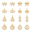 16Pcs 8 Styles Brass Micro Pave Cubic Zirconia Pendants KK-TA0002-30-1