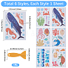 6Pcs Sea Animals PVC Waterproof Self Adhesive Stickers STIC-SP0001-25-2