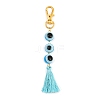 Resin Evil Eye Round Bead & Polyester Tassel Pendant Decorations HJEW-JM04164-01-2