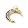 Moon Rack Plating Brass Micro Pave Cubic Zirconia Enamel Pendants KK-G504-06G-06-2