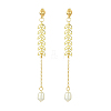 Natural Cultured Freshwater Pearl Beads & Brass Dangle Stud Earrings for Women EJEW-TA00555-1