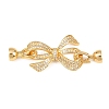 Brass Micro Pave Clear Cubic Zirconia Fold Over Clasps KK-U059-61G-1