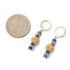 3 Pairs Natural Lava Rock & Natural Howlite & Natural Lapis Lazuli Beaded Hoop Earrings EJEW-JE06177-3