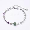 Natural Fluorite Chip Anklets AJEW-AN00177-02-1