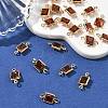 SHEGRACE Brass Pave Cubic Zirconia Square Connector Charms XGRQ2O364-440B-G-4