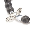 2Pcs 2 Style Natural Lava Rock & Synthetic Hematite Stretch Bracelets Set with Alloy Wings BJEW-JB08021-7