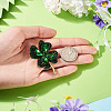 1Pc Clover Alloy Rhinestone Lapel Pins for Backpack Clothes JEWB-TADJ0001-07-5