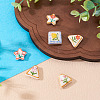 6Pcs 6 Styles Printed Handmade Porcelain Beads PORC-TA0001-49-5