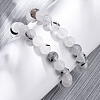 Natural Tourmalinated Quartz Round Beaded Stretch Bracelets for Men Women BJEW-G743-01C-1