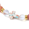 Synthetic Moonstone & Frosted Natural Weathered Agate Beads Stretch Bracelets for Women BJEW-JB11333-04-3