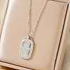 Fashionable Brass Crystal Rhinestone Rectangle Hamsa Hand Pendant Necklaces GR7857-2-1